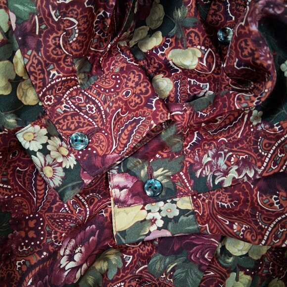 Vintage Compagnie Internationale EXPRESS 100% Silk Floral Tunic Blouse Flowy L - Picture 5 of 7